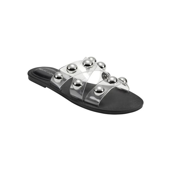 MARC FISHER Womens Black Oversized Ornaments Bryte Round Toe Slip On Sandals 8 M - Picture 1 of 4